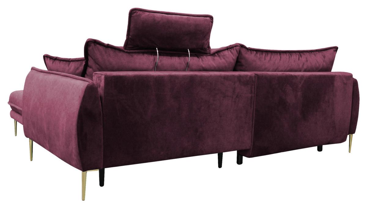 Ecksofa Whisper Weinrot S: 264x196 Cm - Weinrot/Goldfarben, Design, Textil (264/196cm) - MID.YOU