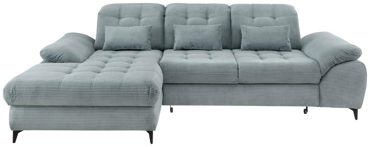 Eckschlafsofa Delphino Hellblau S: 189x273 cm - Schwarz/Hellblau, MODERN, Textil (189/273cm) - Livetastic