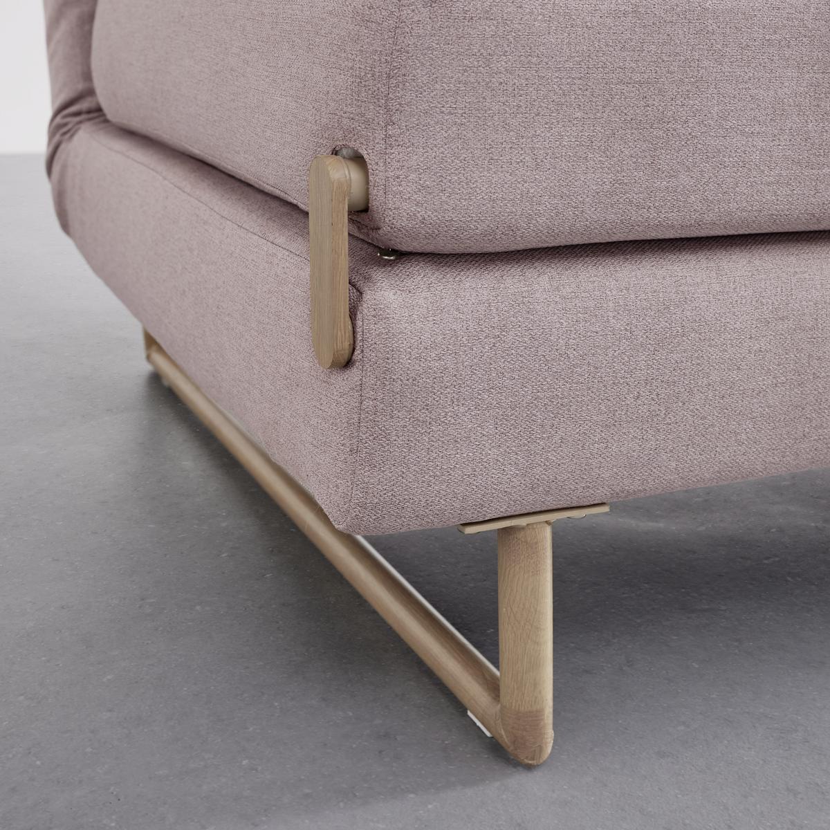 Rozkladacia pohovka Malic - ružová - ružová/farba duba, Modern, kov/textil (80/84/90cm) - Bessagi Home
