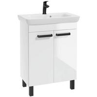 Waschbecken mit Unterschrank Rima B: 65 cm Weiß - Schwarz/Weiß, Basics, Keramik/Holzwerkstoff (65/87/38cm) - MID.YOU