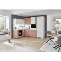 Eckküche Sidney/Riga - Sandfarben/Koralle, Basics, Holzwerkstoff (185/288cm) - Vertico