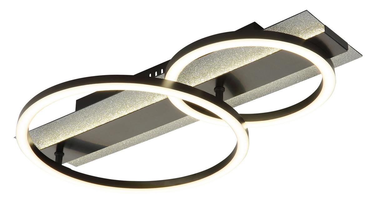 LED-Deckenleuchte 4000k, 30w - Silberfarben/Schwarzchrom, Design, Kunststoff/Metall (48,2/30/8,8cm) - Globo