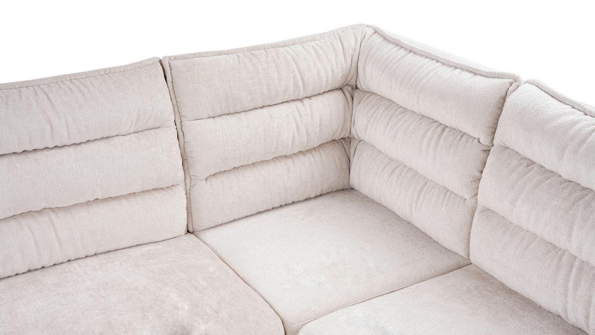 Eckbank YURi Beige, Schenkel: 176x214 cm - Beige/Schwarz, LIFESTYLE, Textil/Metall (176-214/68/88cm) - Livetastic