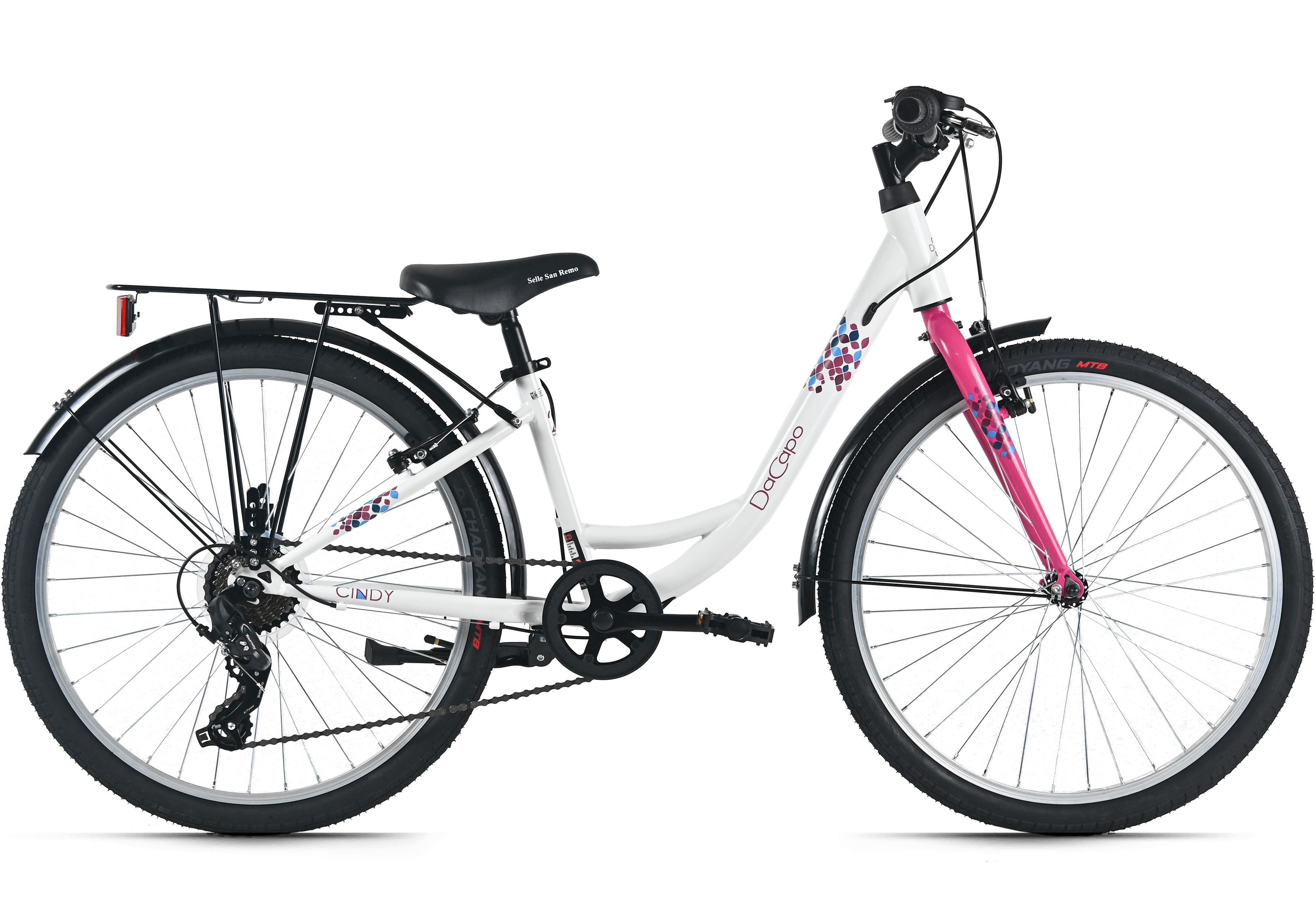 Kinderfahrrad Dacapo Cindy 24 Zoll, Rh 32cm - Weiß, Basics, Metall (25/140/60cm)