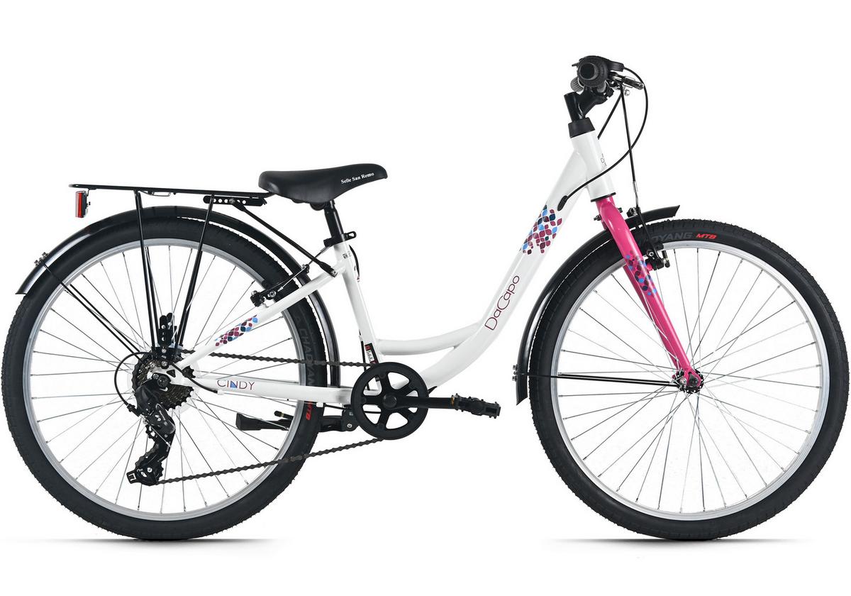 Kinderfahrrad Dacapo Cindy 24 Zoll, Rh 32cm - Weiß, Basics, Metall (25/140/60cm)