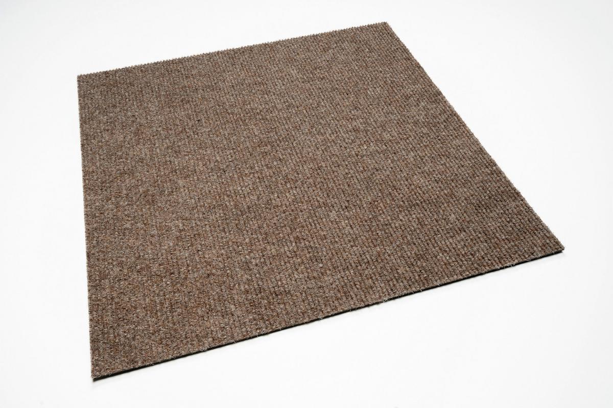 Teppichfliese Beige Solid Rib 50x50 cm Florhöhe 2,5 mm - Hellbraun, Basics, Textil (50/50cm)