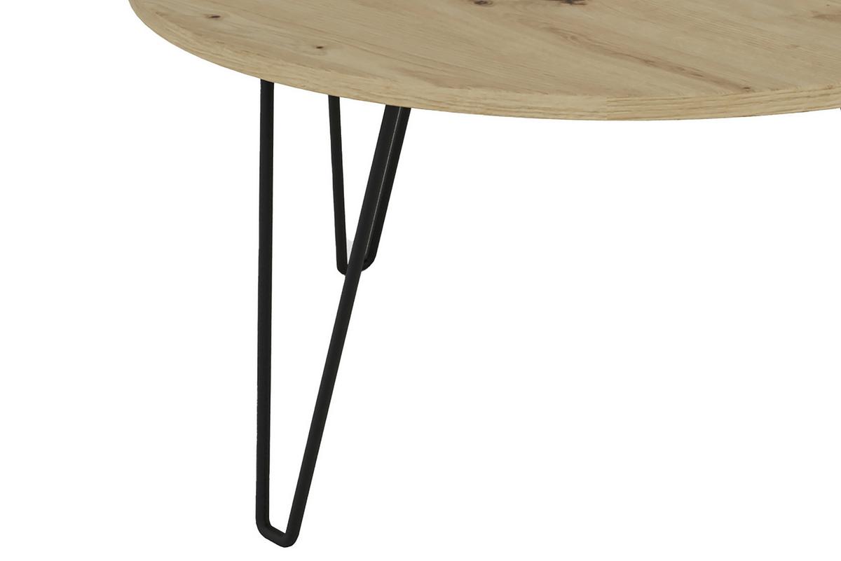 Couchtisch Rund Flair Schwarz/eiche Artisan Dekor - Schwarz/Eiche Artisan, KONVENTIONELL, Holzwerkstoff/Metall (80/80/40cm) - MID.YOU