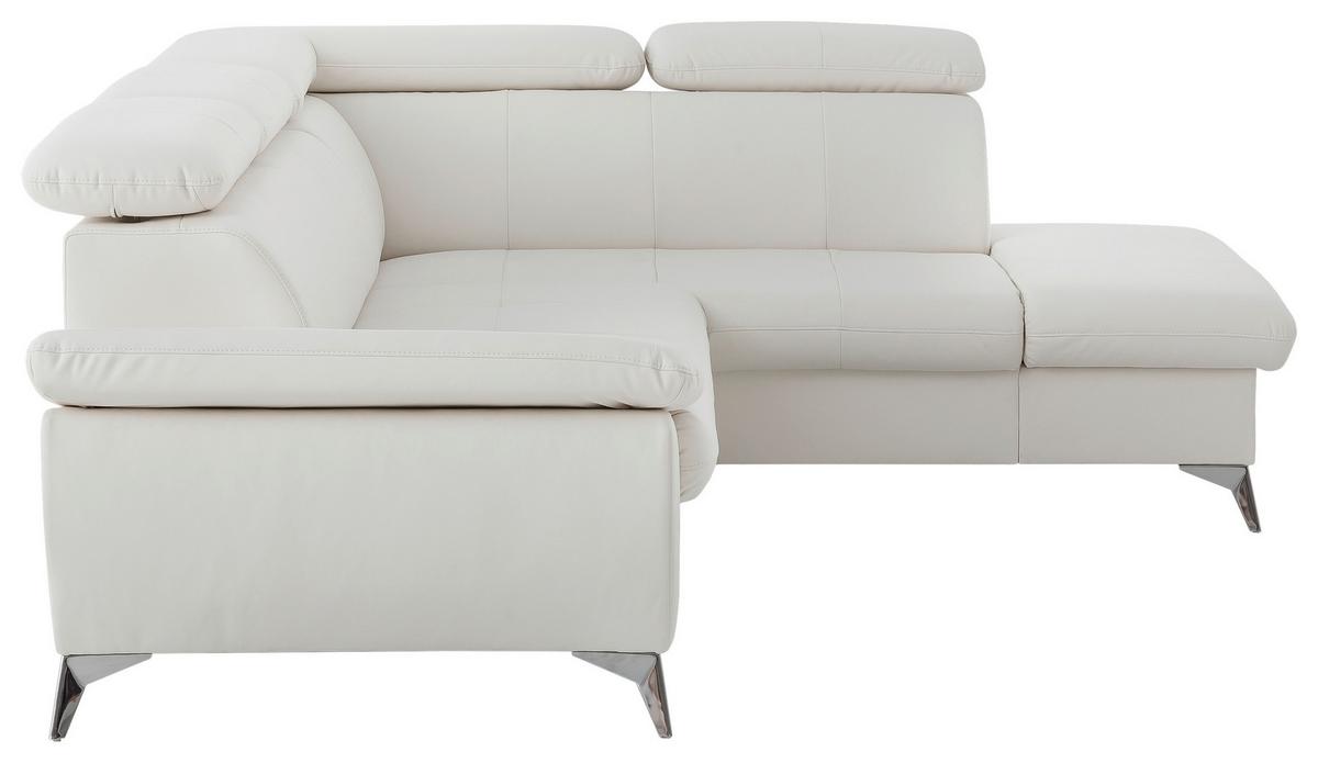 Ecksofa Mit Schlaffunktion Und Bettkasten Gisele Weiß - Chromfarben/Weiß, KONVENTIONELL, Textil (256/209cm) - Livetastic