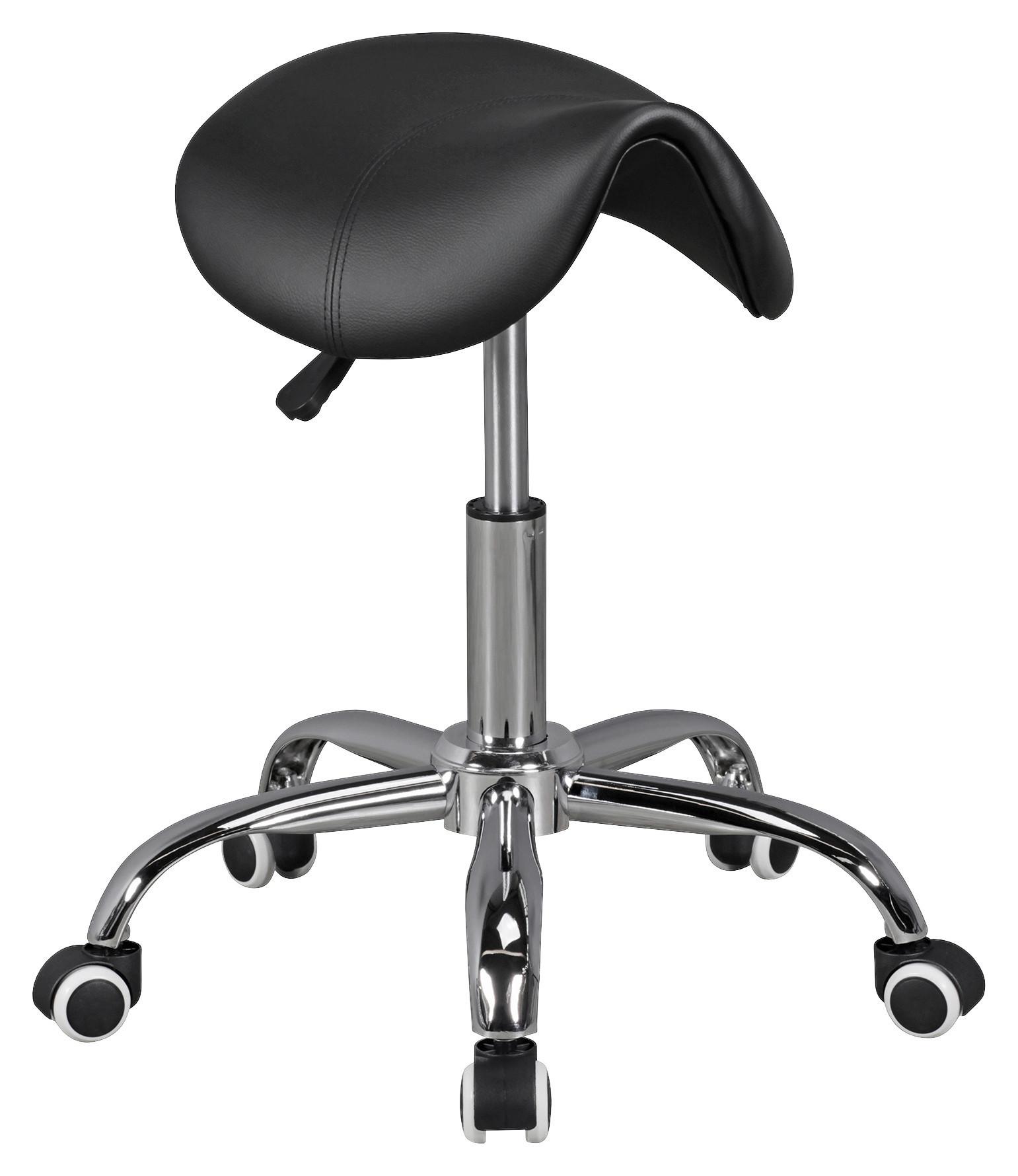 Bürohocker Curve In Schwarzem Lederlook, Höhenverstellbar