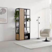 REGÁL PANELO -EXKLUSIV- - černá/přírodní barvy, Moderní, kov/kompozitní dřevo (75/175/34cm) - Mömax