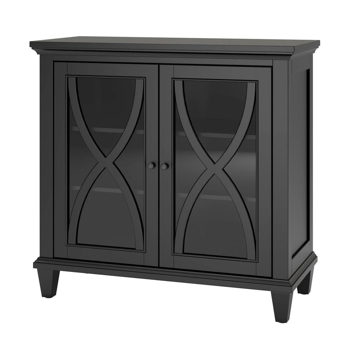 Kommode Ellington Schwarz B: 79cm - Schwarz, Design, Glas/Holzwerkstoff (79/85/37cm) - MID.YOU