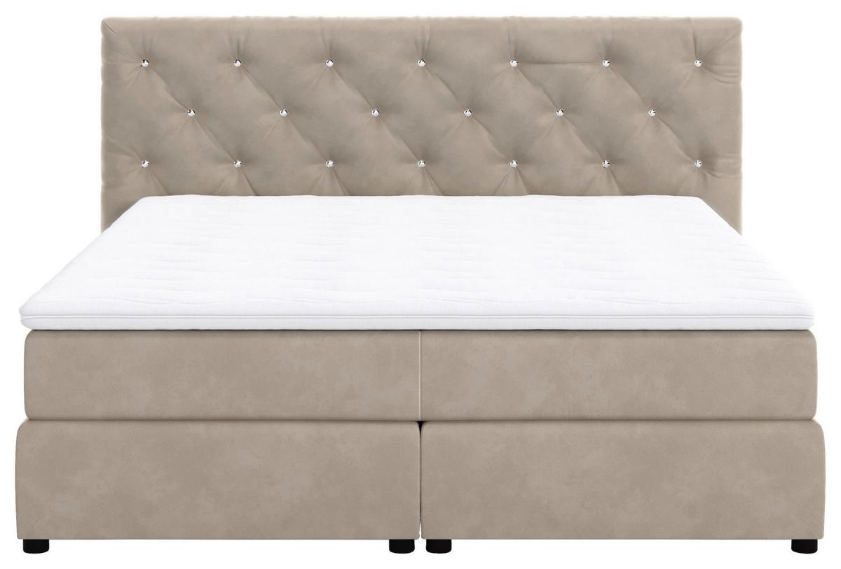 Boxspringbett Castle Beige Lxf: ca. 180x200 cm - Beige/Schwarz, Holzwerkstoff/Textil (180/200cm) - MID.YOU