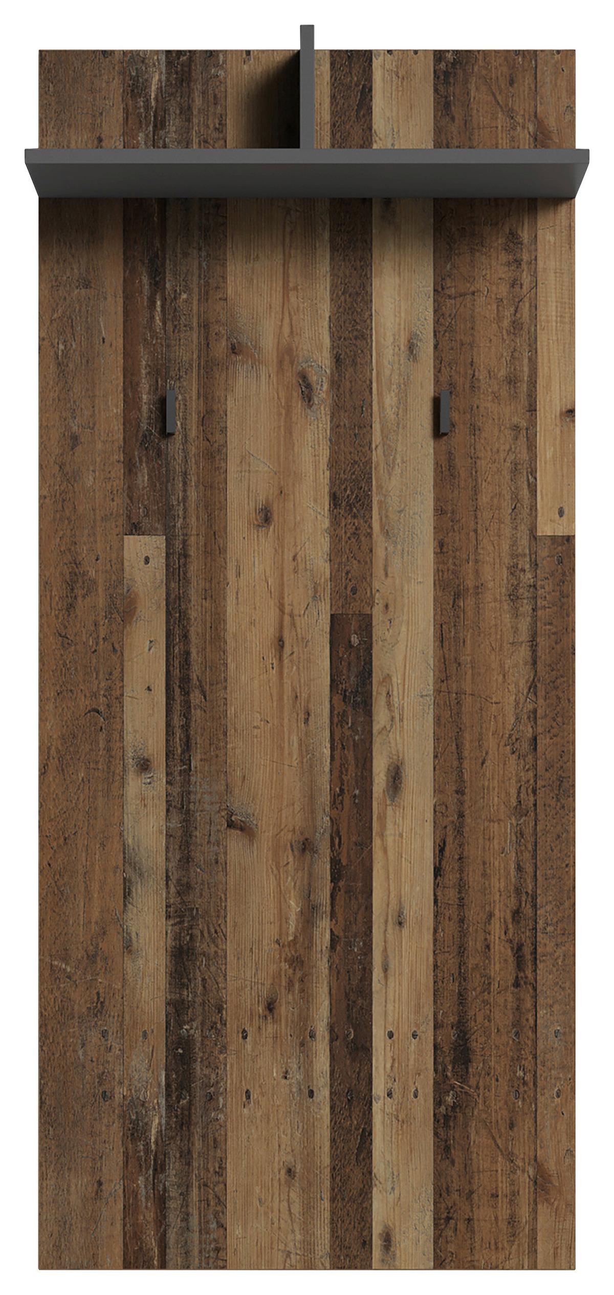 Garderobenpaneel Ben Anthrazit mit Hutablage B: 60 cm 2 Haken - Alteiche/Anthrazit, MODERN, Holzwerkstoff (60/136/27cm) - MID.YOU