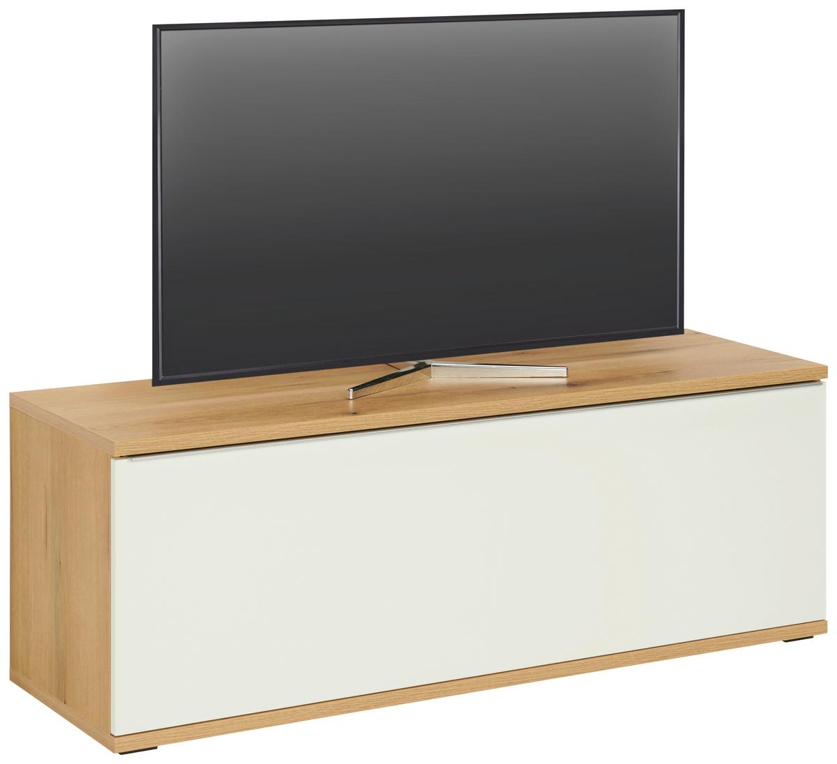 Tv-element Power B: 127,5 Cm Weiß/eiche Dekor - MODERN, Holzwerkstoff (127,5/46/40cm)