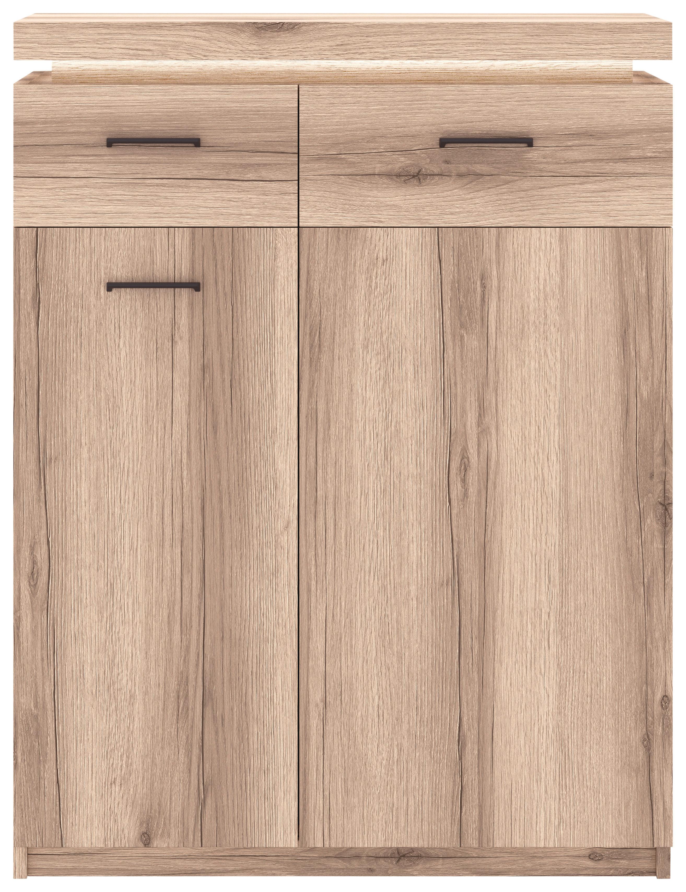 Komoda Vancouver - farby duba/antracitová, Moderný, kov/kompozitné drevo (75/99/38cm)