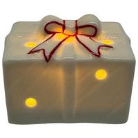 Vianočná figúrka LED / teplá biela - biela/červená, Konventionell, keramika (6,2/4,8/4,7cm) - Mömax