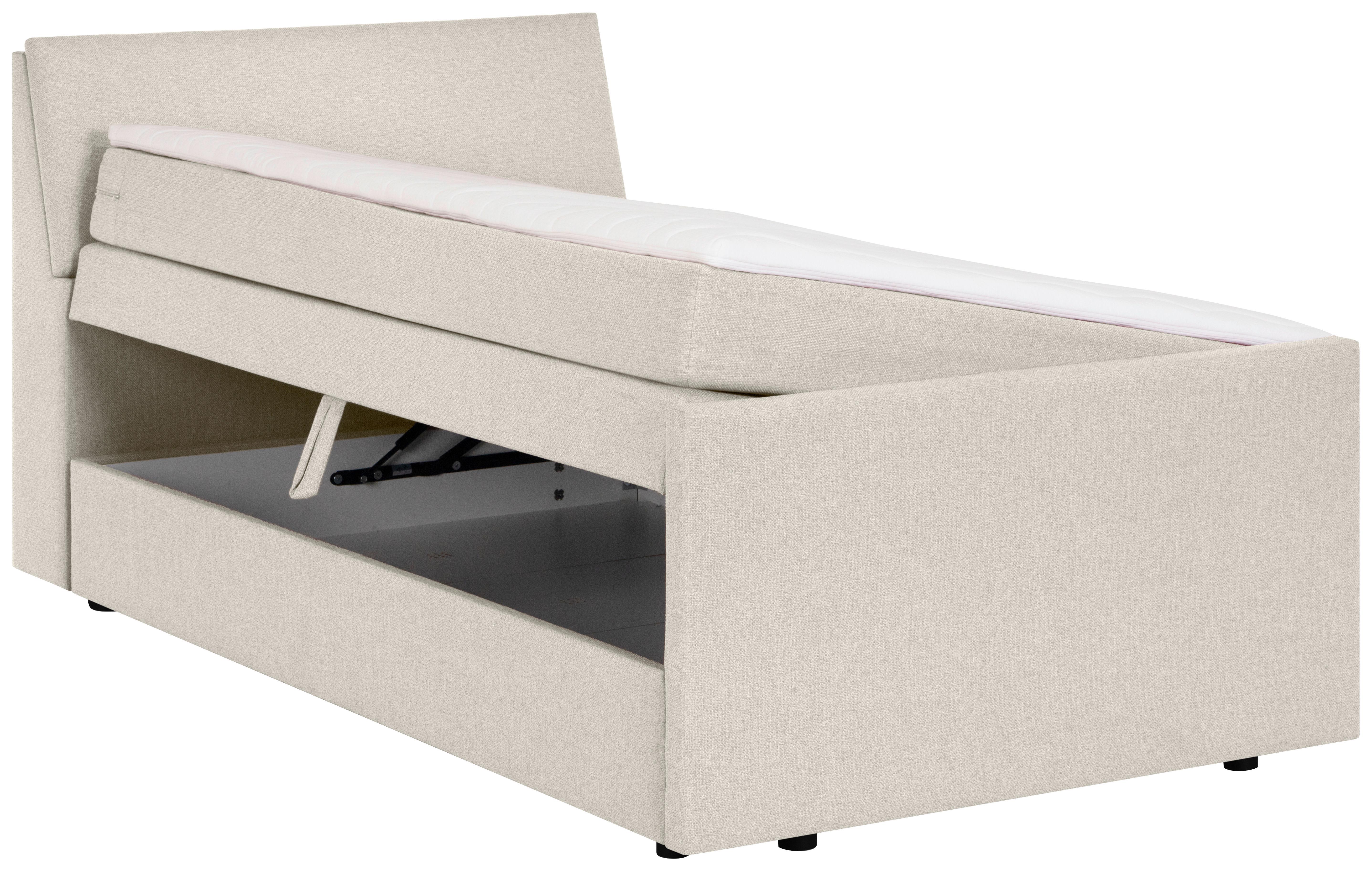 Boxspringbett Mit Bettkasten Nida 100x200 Cm Creme - Creme/Schwarz, MODERN, Holz/Textil (100/200cm) - MID.YOU