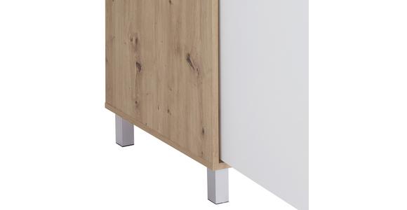 Kleiderschrank mit Fächern 98cm Box, Weiß/Eiche Dekor - Eichefarben/Weiß, MODERN, Holzwerkstoff (98/205/55cm) - Ondega