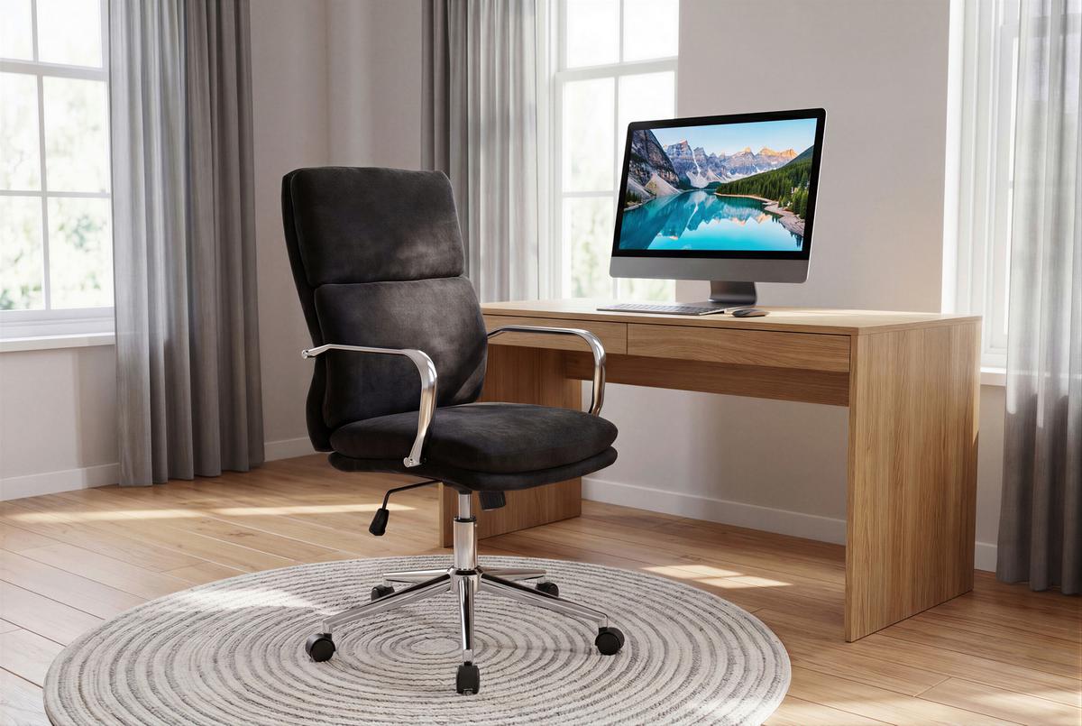 Drehstuhl Verona Schwarz B: 56 cm - Chromfarben/Schwarz, MODERN, Holz/Kunststoff (56/100-110/65,5cm) - Livetastic