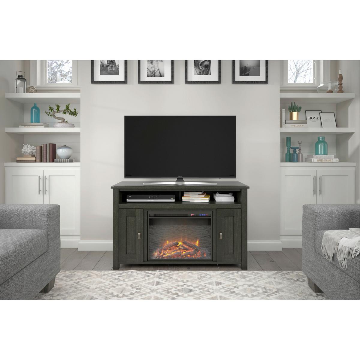 Lowboard Farmington Schwarz B: 121cm - Schwarz, Design, Glas/Holzwerkstoff (121/75/40cm) - MID.YOU