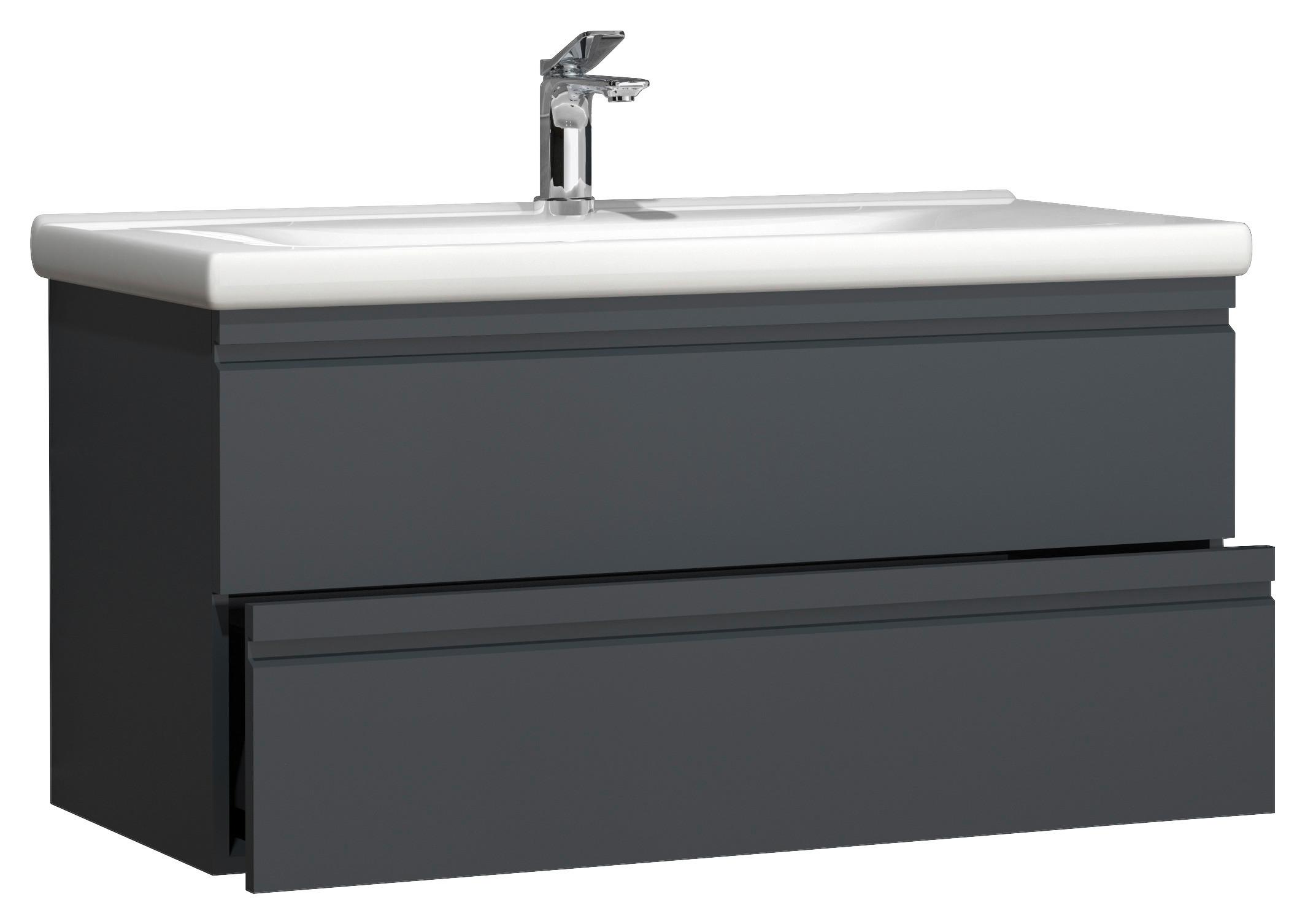 Waschtischkombi Silora Xl - Anthrazit/Weiß, MODERN, Keramik/Holzwerkstoff (100cm) - MID.YOU