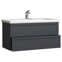 Waschtischkombi Silora Xl - Anthrazit/Weiß, MODERN, Keramik/Holzwerkstoff (100cm) - MID.YOU