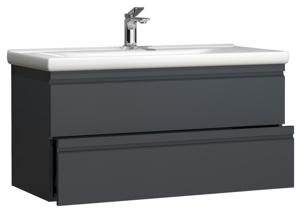 Waschtischkombi Silora Xl - Anthrazit/Weiß, MODERN, Keramik/Holzwerkstoff (100cm) - MID.YOU