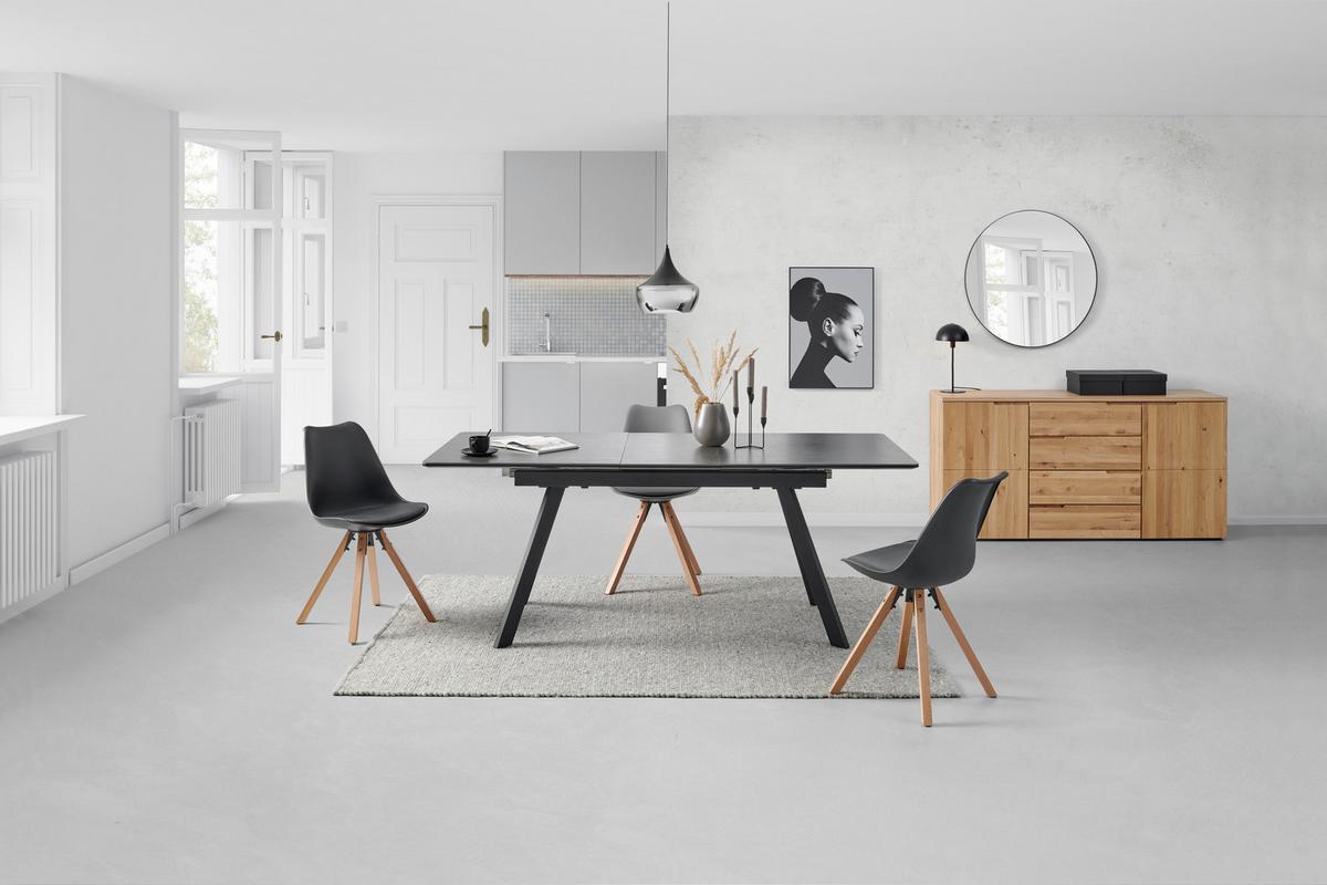 Esstisch Tea - Anthrazit/Schwarz, LIFESTYLE, Keramik/Holzwerkstoff (160-200/76/90cm) - MID.YOU