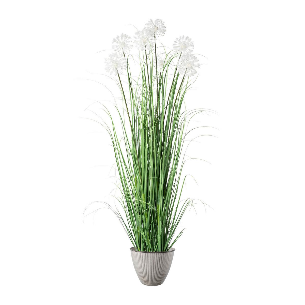Kunstpflanze H: 128 Cm Weiß - Creme/Weiß, MODERN, Kunststoff/Metall (128cm) - P & B