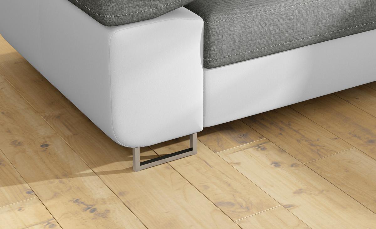 Ecksofa Anton Grau, Weiß S: 203x272 Cm - Chromfarben/Weiß, Design, Textil (203/272cm) - MID.YOU