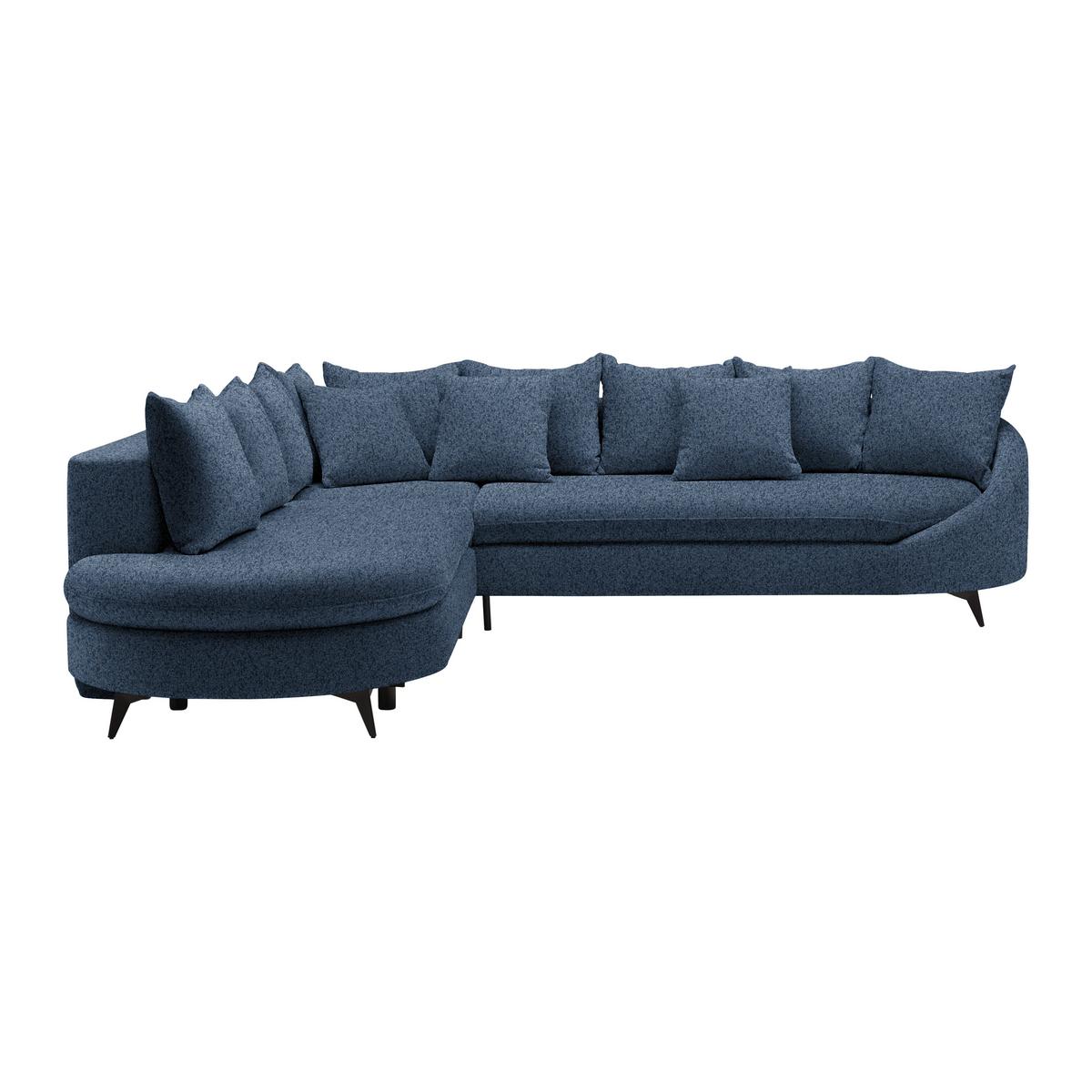 Rohová sedačka AXEL, levá, tmavě modrá tkanina - černá/tmavě modrá, Moderní, kov/textil (250/87/291cm) - Mömax