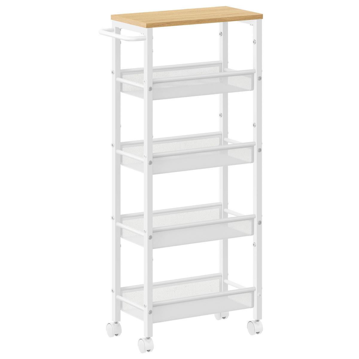 Servierwagen Storage Carts - Eichefarben/Weiß, MODERN, Holzwerkstoff/Metall (45,4/22/99,6cm) - MID.YOU