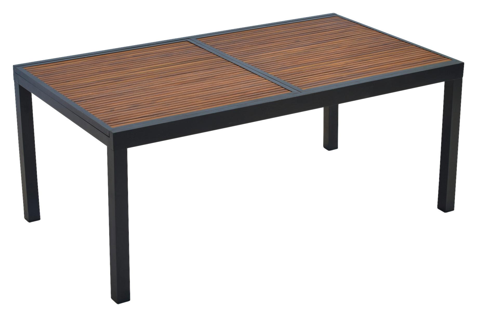 Gartentisch Ausziehbar Paxos Akazienholz/Metall L 180-240cm - Graphitfarben/Naturfarben, MODERN, Holz/Metall (180-240/100/75cm) - Gardenson