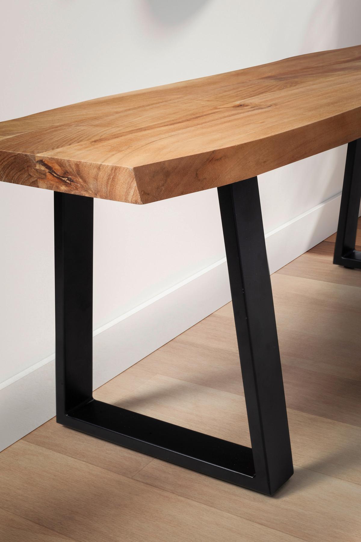 Šatní lavice, akácie, š: 120 cm - černá/barvy akácie, Design, kov/dřevo (120/40/45,5cm) - MID.YOU