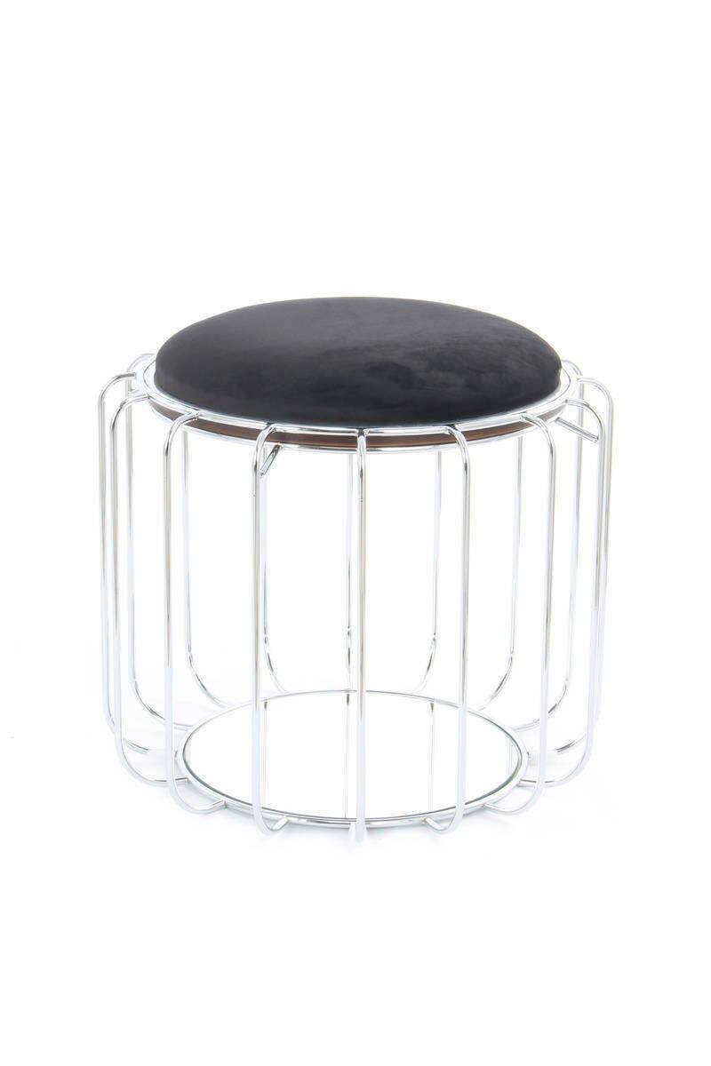 Beistelltisch/pouf 2 In 1 Comfortable Silber/schwarz - Silberfarben/Schwarz, Basics, Glas/Holzwerkstoff (50/50/45cm) - Kayoom