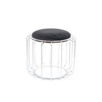 Beistelltisch/Pouf 2 in 1 Comfortable Silber/Schwarz - Silberfarben/Schwarz, Basics, Glas/Holzwerkstoff (50/50/45cm) - Kayoom