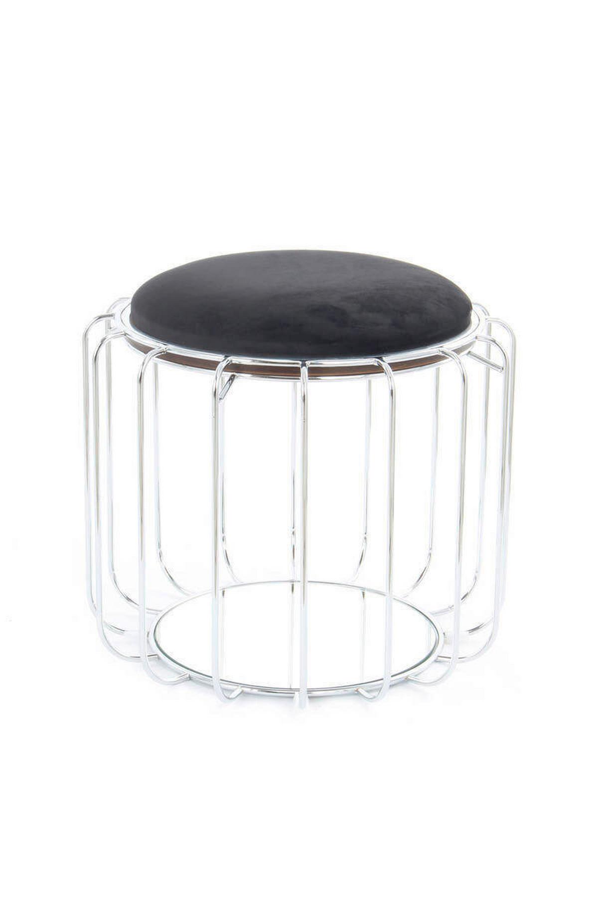 Beistelltisch/Pouf 2 in 1 Comfortable Silber/Schwarz - Silberfarben/Schwarz, Basics, Glas/Holzwerkstoff (50/50/45cm) - Kayoom
