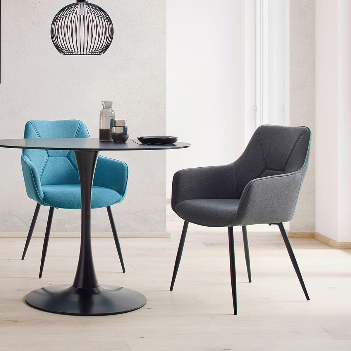 Židle s područkami šedá - šedá/černá, Moderní, kov/dřevo (57/85/60cm) - Mömax
