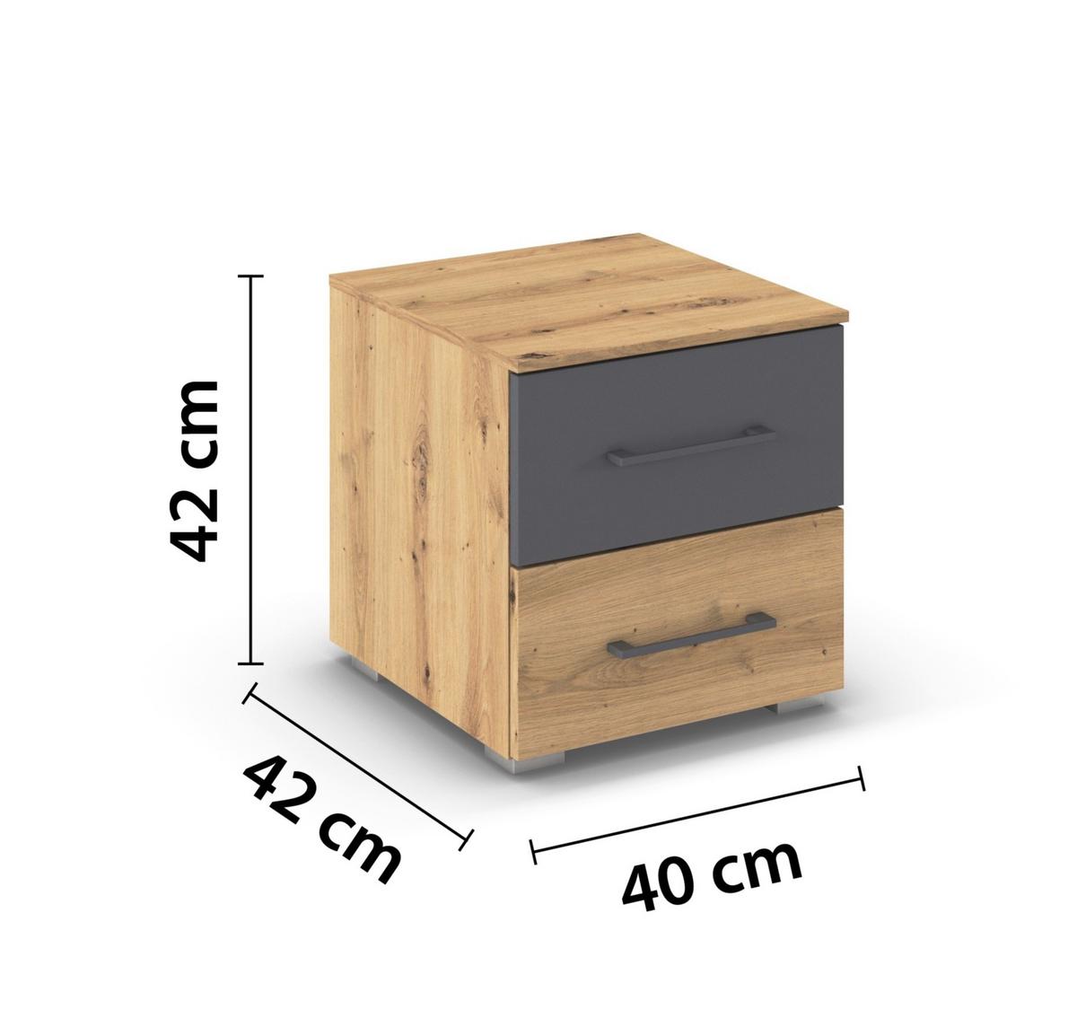Nachtkästchen Tampa Anthrazit/ Graphit/Eiche Dekor B: 47 cm - Anthrazit/Hellgrau, MODERN, Holzwerkstoff (40/42/42cm) - Rauch Möbel