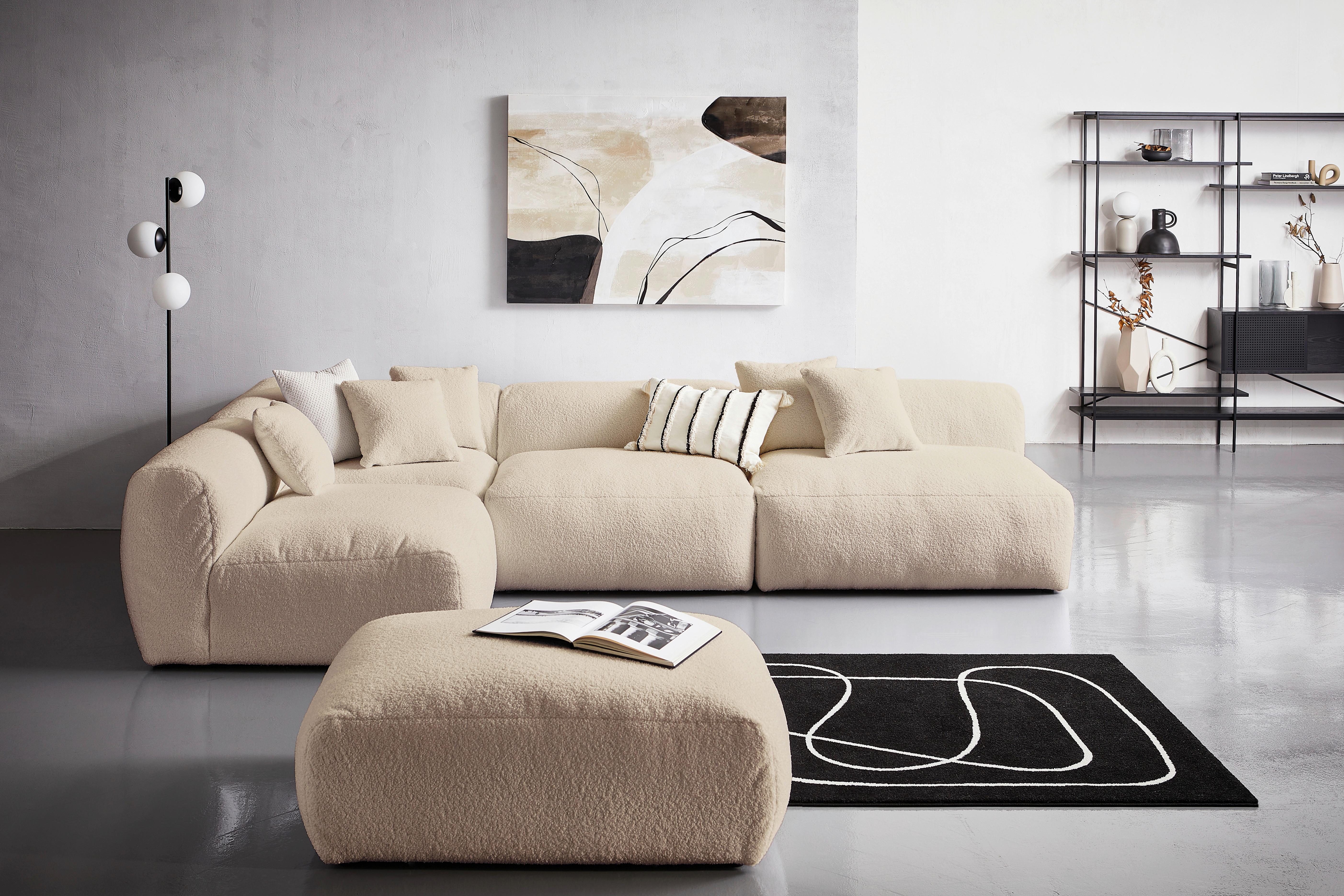 Ecksofa Bloom - Beige, Trend, Textil (235/315cm) - Livetastic