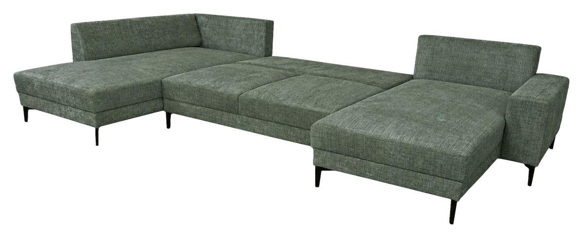 Wohnlandschaft Arizona mit Schlaffunktion, Webstoff grün - Schwarz/Grün, KONVENTIONELL, Textil (196/339/165cm)