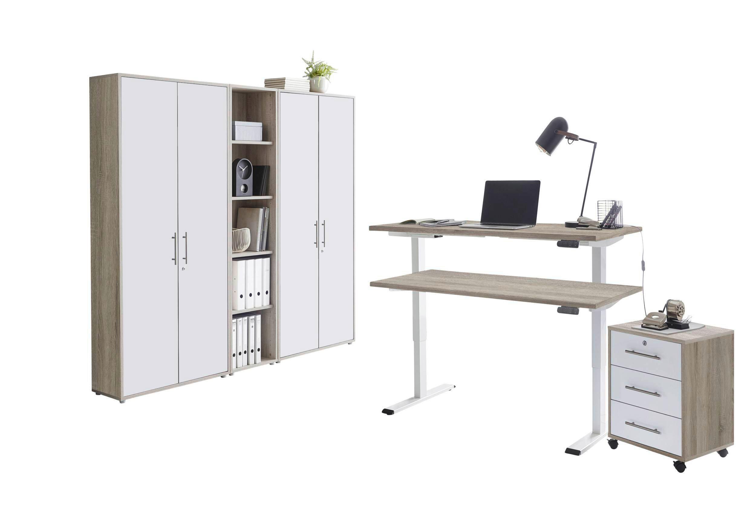 Büro Office Edition Sonoma Eiche Dekor/weiß - Weiß/Sonoma Eiche, MODERN, Holzwerkstoff/Metall - MID.YOU