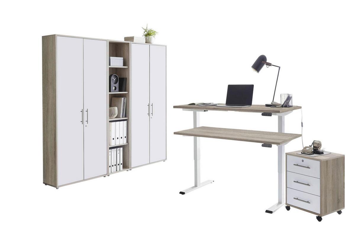 Büro Office Edition Sonoma Eiche Dekor/weiß - Weiß/Sonoma Eiche, MODERN, Holzwerkstoff/Metall - MID.YOU