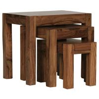 Příruční stolek Mumbai sada 3ks - barvy sheesham, Design, dřevo (37/35/37cm) - MID.YOU