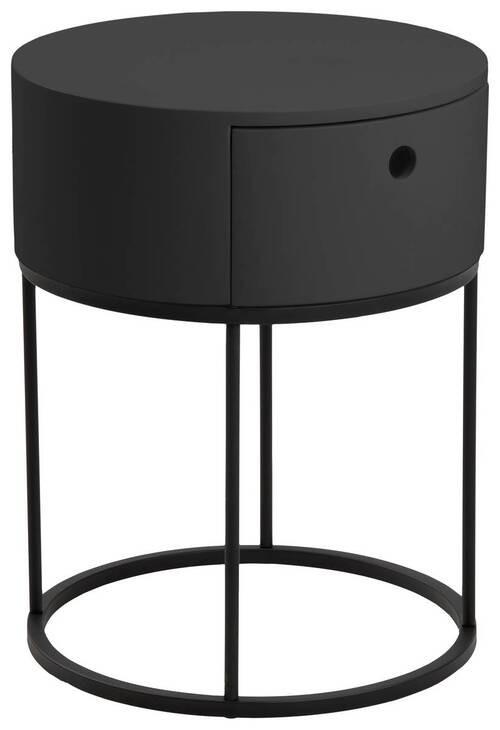 Nočný stolek POLO, 1 zásuvka, černá barva - černá, Moderní, kov/kompozitní dřevo (40/51cm) - MID.YOU
