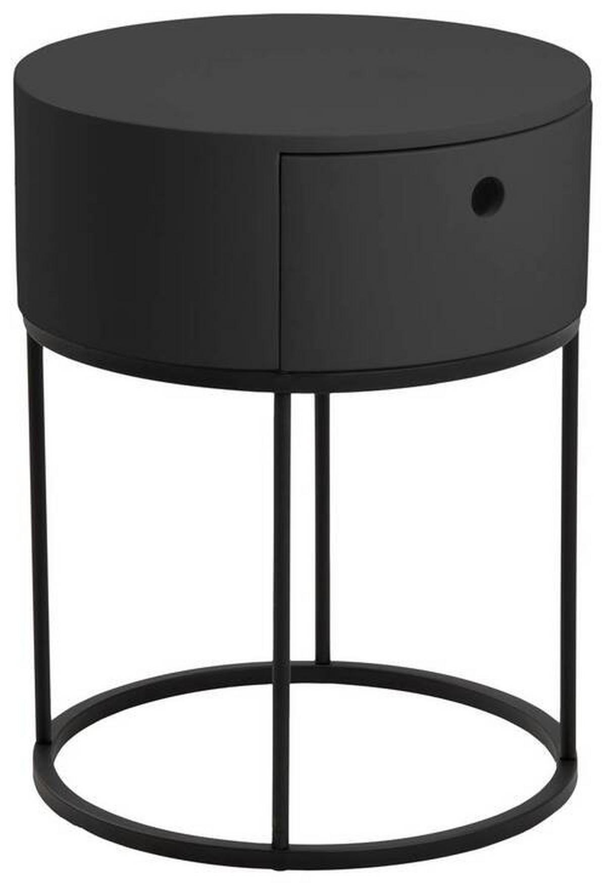 Nočný stolek POLO, 1 zásuvka, černá barva - černá, Moderní, kov/kompozitní dřevo (40/51cm) - MID.YOU