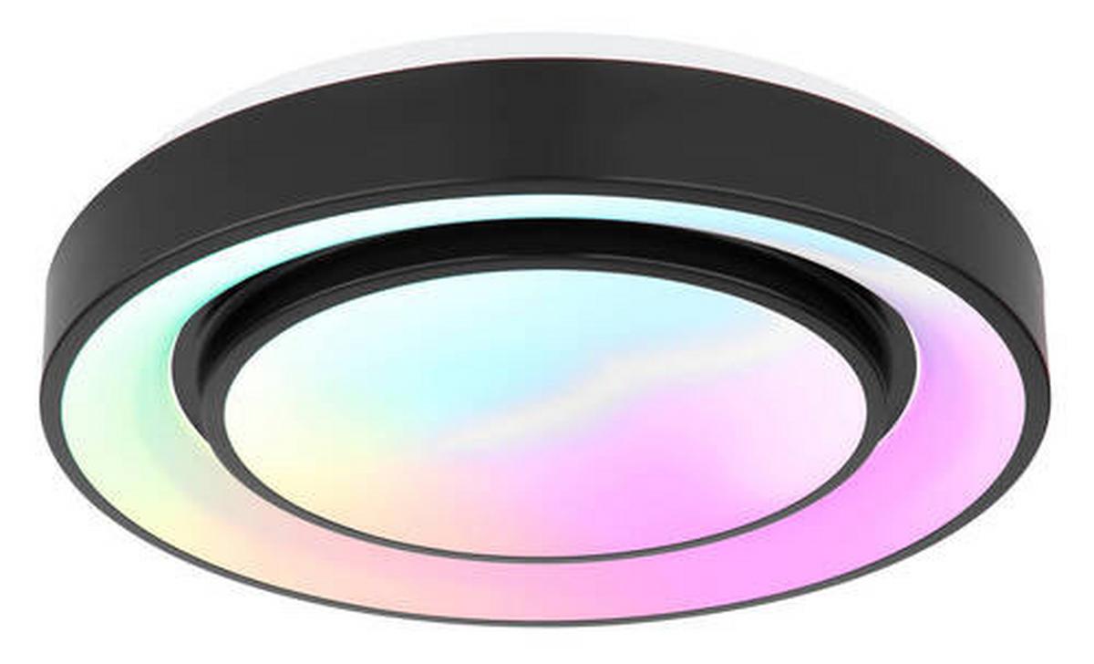 LED-Deckenleuchte Sully Ø 38 cm mit Memory-Funktion - Opal/Schwarz, Design, Kunststoff/Metall (38/7.5cm) - Globo