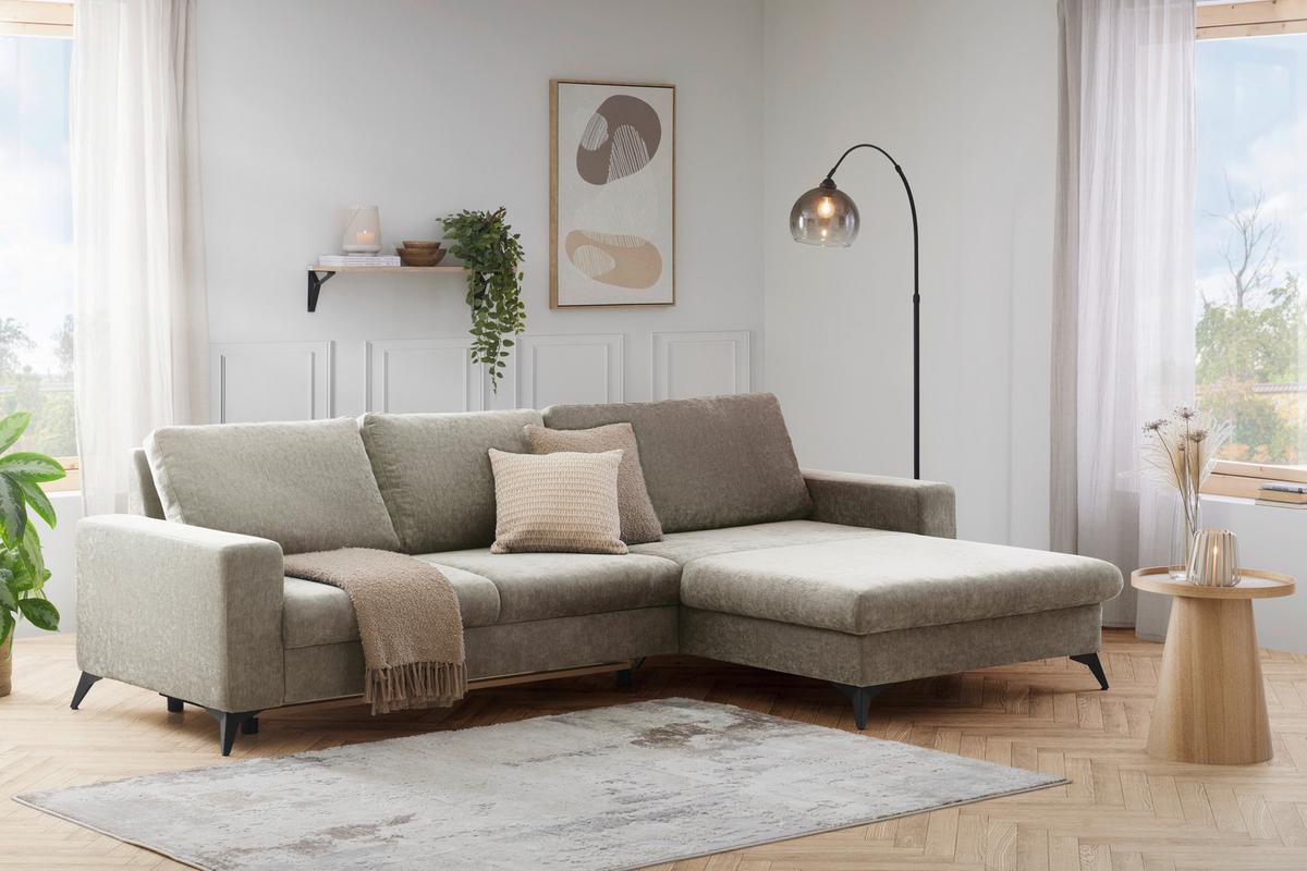 Sedací souprava SUNNY, šedobéžová,lůžko a úl.prostor - šedobéžová, Moderní, textil (290/87/178cm) - Mömax