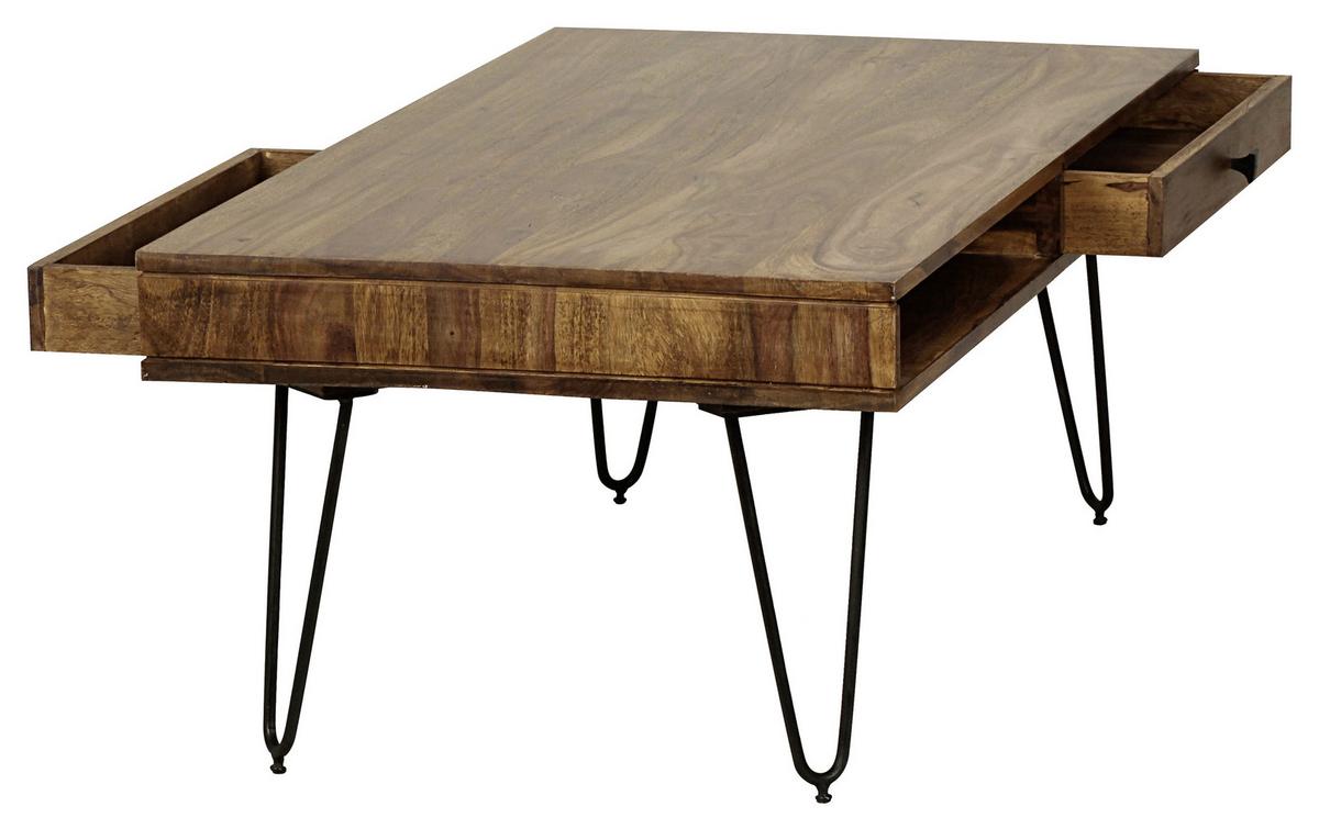 Couchtisch Holz Mit Stauraum Bagli, Sheesham/schwarz - Sheeshamfarben/Schwarz, Design, Holz/Metall (117/60/40cm) - MID.YOU