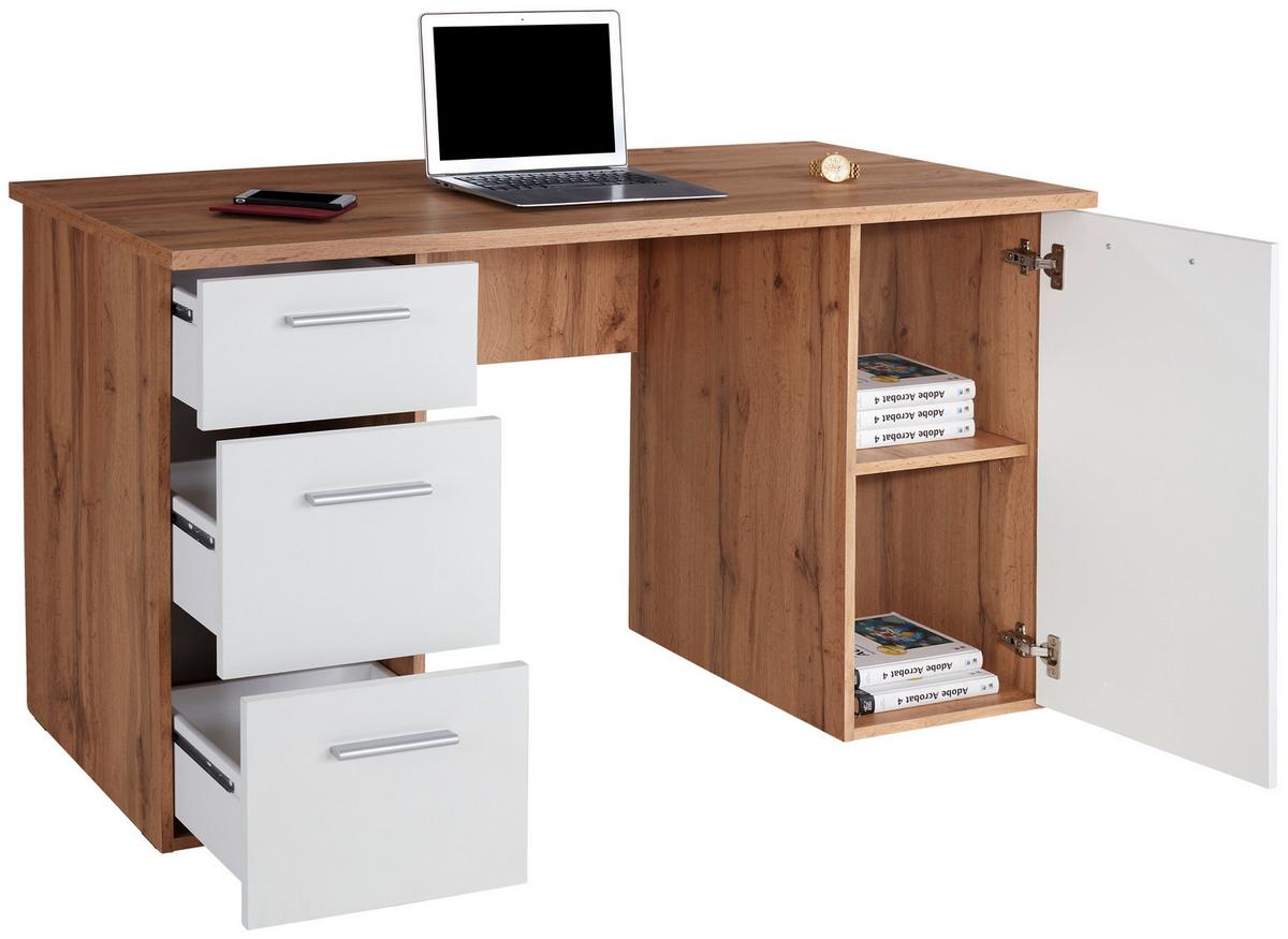 PSACÍ STŮL TEN - bílá/barvy dubu, Moderní, kompozitní dřevo/plast (138/76cm)